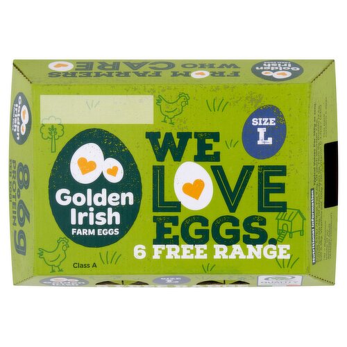 Golden Irish 6 Free Range Farm Eggs Size L