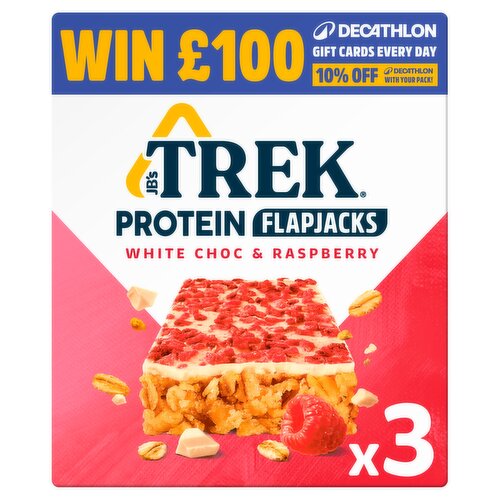 TREK White Choc & Raspberry Protein Flapjacks 3 x 50g