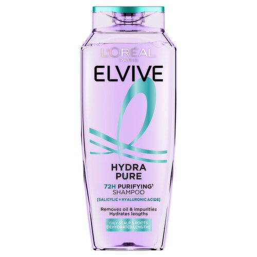 L’Oréal Paris Elvive Hydra Pure 72H Purifying Shampoo, for Oily Scalp & Dehydrated Lengths, 400ml