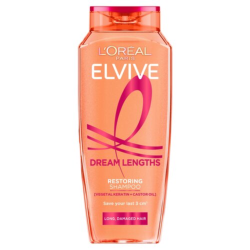 L'Oréal Paris Elvive Dream Lengths Restoring Shampoo, Keratin & Castor Oil, for Long Hair, 400ml