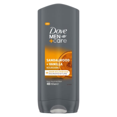 Dove Men+Care 3-in-1 Hair, Face and Body Wash Sandalwood + Vanilla 400 ml