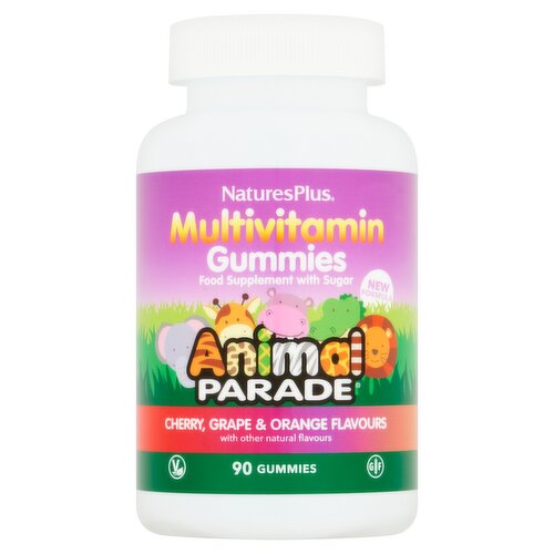 NaturesPlus Animal Parade 90 Multivitamin Cherry, Grape & Orange Flavours Gummies