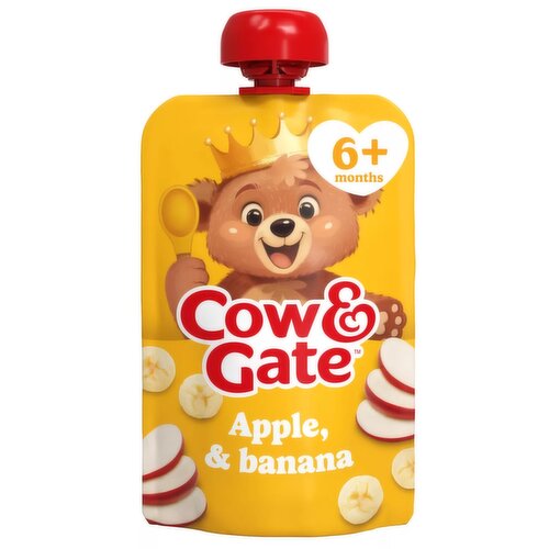 Cow & Gate Fruit Pouch Apple & Banana Baby Food Snack, 6+ Months, 100g
