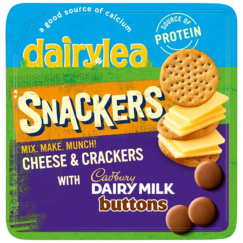 Dairylea Snackers Cheese & Crackers with Cadbury Dairy Milk Buttons ...