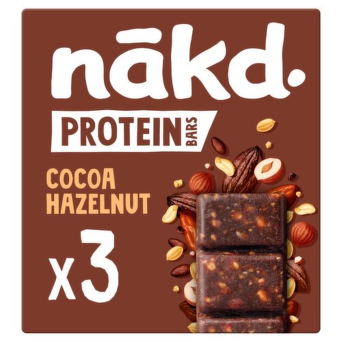 nakd. Protein Cocoa Hazelnut Fruit & Nut Bars 3 x45g