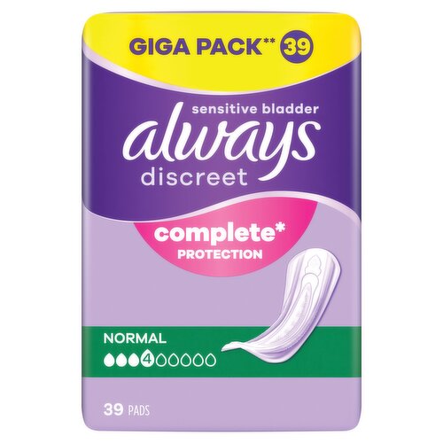 Always Discreet Incontinence Pads Women Normal 39 Count