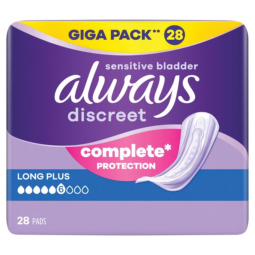Always Discreet Incontinence Pads Women Long Plus 28 Count