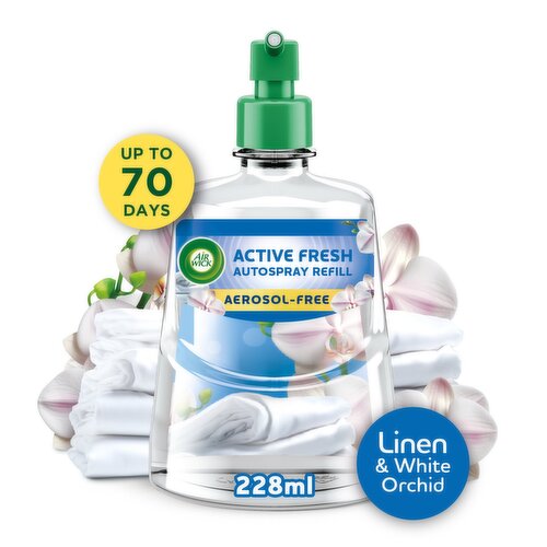 Air Wick Active Fresh Refill, Fresh Linen & White Orchid Air Freshener, 228ml