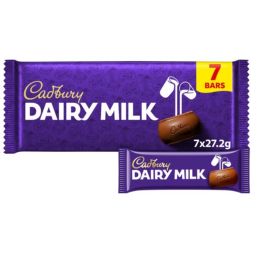 Cadbury Dairy Milk Chocolate Bar 7 Pack Multipack 190.4g (7 x 27x2g)
