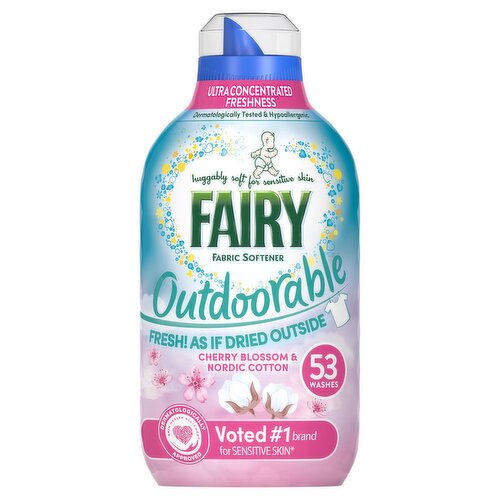 Fairy Outdoorable Fabric Conditioner, 53 Washes, 742ml Cherry Blossom & Nordic Cotton