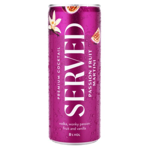 Served Passion Fruit Martini Premium Cocktail 250ml