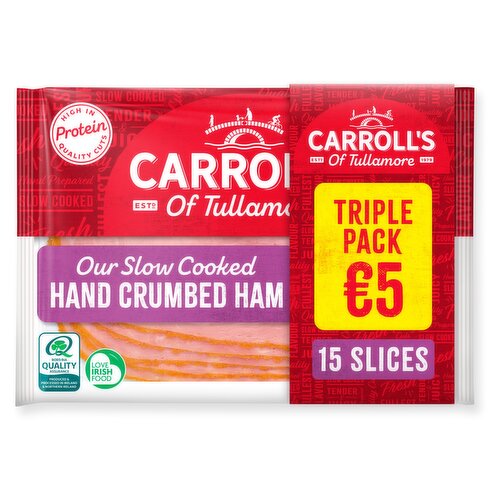 Carroll's of Tullamore 15 Original Deli Crumbed Ham Slices 3 x 80g