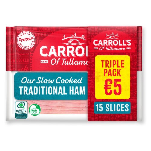 Carroll's of Tullamore 15 Our Slow Cooked Traditional Ham 3 x 80g