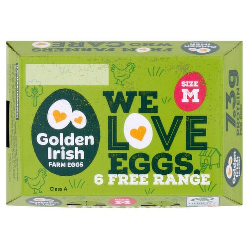 Golden Irish 6 Free Range Eggs Size M