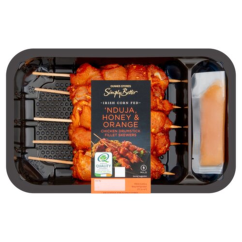 Dunnes Stores Simply Better 'Nduja, Honey & Orange Chicken Drumstick Fillet Skewers 370g