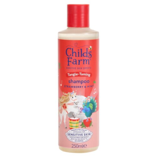 Childs Farm Tangle-Taming Shampoo 250ml, Strawberry and Mint, Kids Tear Free Formula