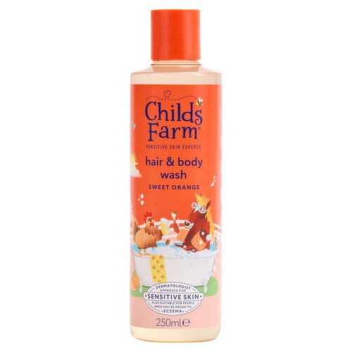 Childs Farm Sweet Orange Hair & Body Wash 250ml Gentle Tear-free Formula for Kids, Babies & Sensitive Skin