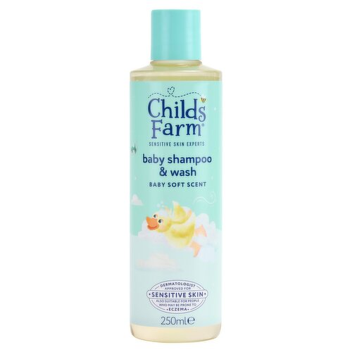 Childs Farm Baby Tear-free Shampoo & Body Wash 250ml Baby Soft Scent for Newborns & Sensitive Skin