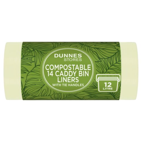 Dunnes Stores Compostable 14 Caddy Bin Liners with Tie Handles 12 Litre