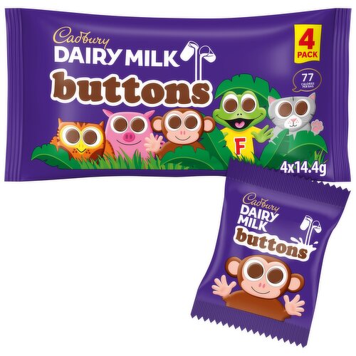 Cadbury Dairy Milk Chocolate Buttons 4 Pack Multipack 57.6g (4 x 14.4g)