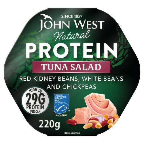John West Natural Protein Tuna Salad With Red Kidney Beans, White Beans and Chickpeas 220g