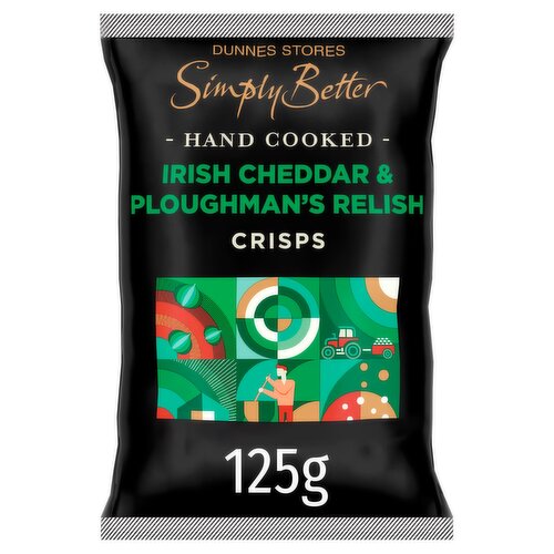 Dunnes Stores Simply Better Hand Cooked Irish Cheddar & Ploughman's Relish Crisps 125g