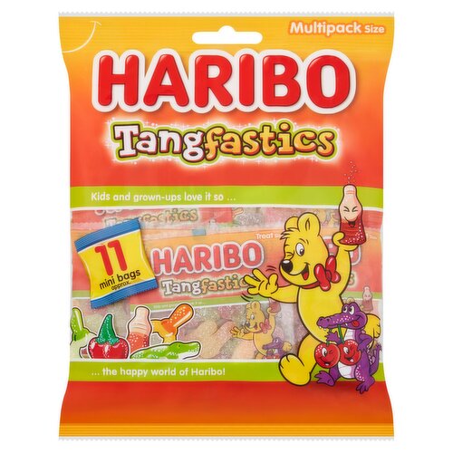 HARIBO Tangfastics Minis Fruit & Cola Flavour Fizzy Jelly Sweets 11 x 16g Fun Size Bags