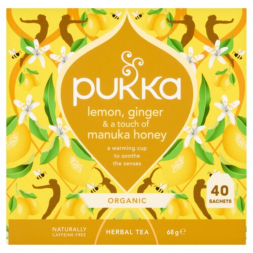 Pukka Lemon, Ginger & a Touch of Manuka Honey Organic Herbal Tea 40 Sachets 68g