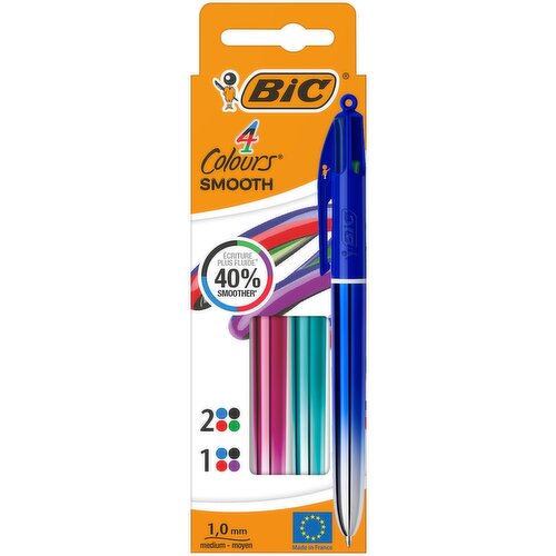 BIC 4 Colours Smooth Ball Pens x3