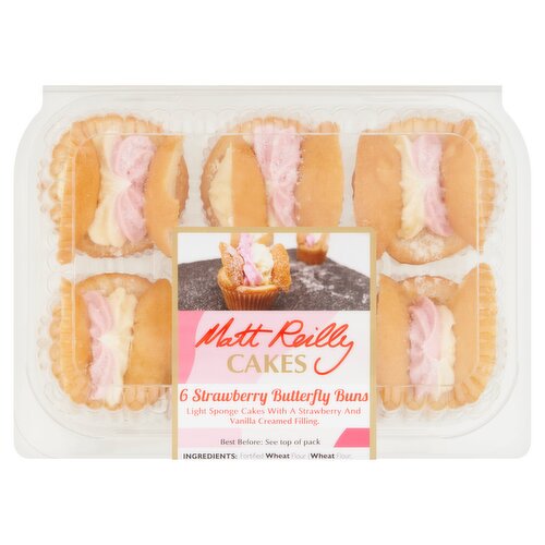Matt Reilly Cakes 6 Strawberry Butterfly Buns 180g