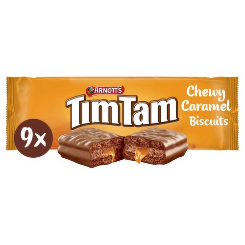 Arnott’s Tim Tam Chewy Caramel Milk Chocolatey Biscuits, 9 Bars, 175g