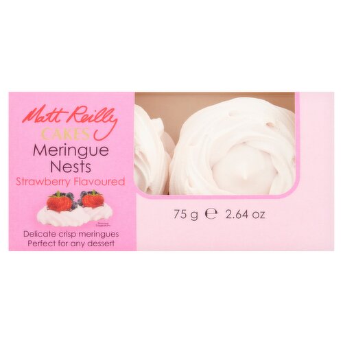 Matt Reilly Cakes Strawberry Flavoured Meringue Nests 75g