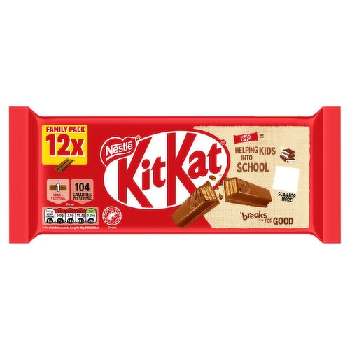 KitKat 2 Finger Milk Chocolate Biscuit Bar 12 Pack Multipack 248.8g