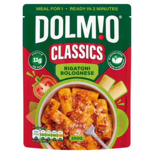 Dolmio Classics Rigatoni Bolognese Microwave Instant Pasta Meal 250g