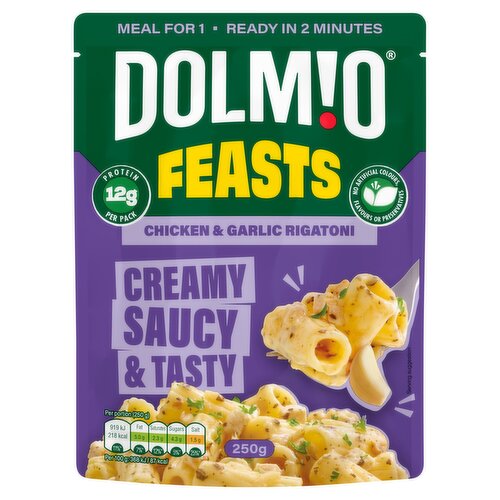 Dolmio Feasts Chicken & Garlic Rigatoni Microwave Instant Pasta Meal 250g