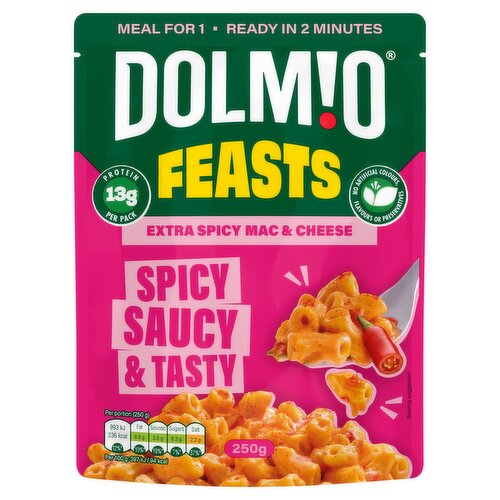 Dolmio Feasts Spicy Mac & Cheese Microwave Instant Pasta Meal 250g
