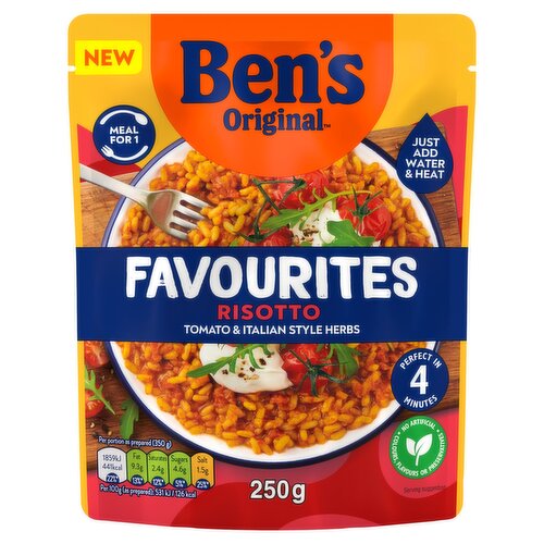 Bens Original Favourites Risotto Tomato and Italian Style Herbs Microwave Rice Instant Meal 250g