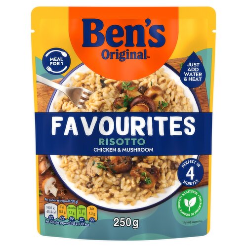 Bens Original Favourites Risotto Chicken and Mushroom Microwave Rice Instant Meal 250g