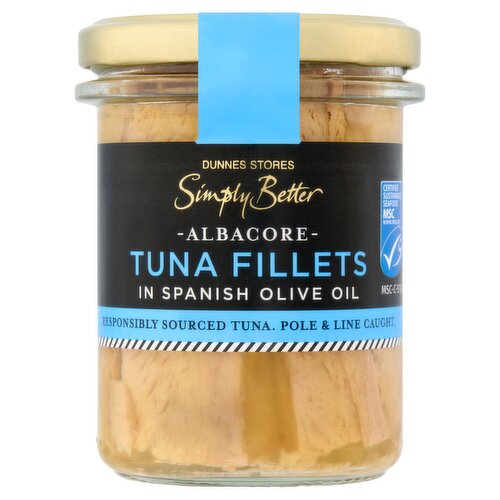Dunnes Stores Simply Better Albacore Tuna Fillets in Spanish Olive Oil 190g