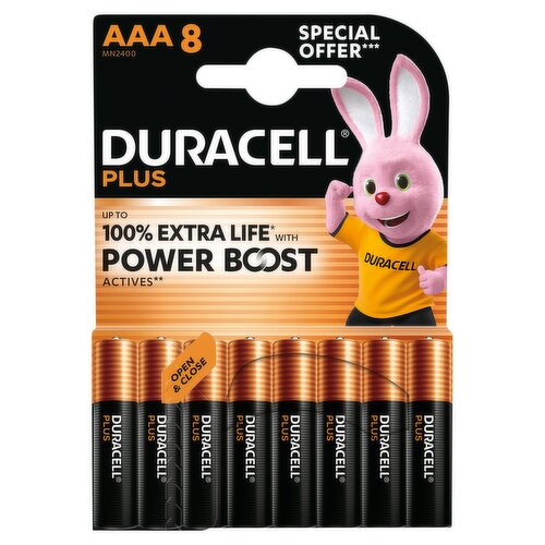 DURACELL Plus AAA Batteries (8 Pack) – Power Boost Alkaline Batteries 1.5V
