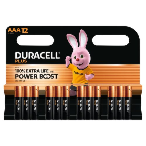 DURACELL Plus AAA Batteries (12 Pack) – Power Boost Alkaline Batteries 1.5V