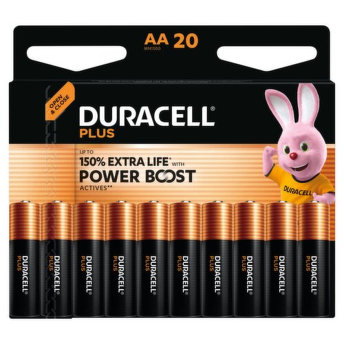 DURACELL Plus AA Batteries (20 Pack) – Power Boost Alkaline Batteries 1.5V