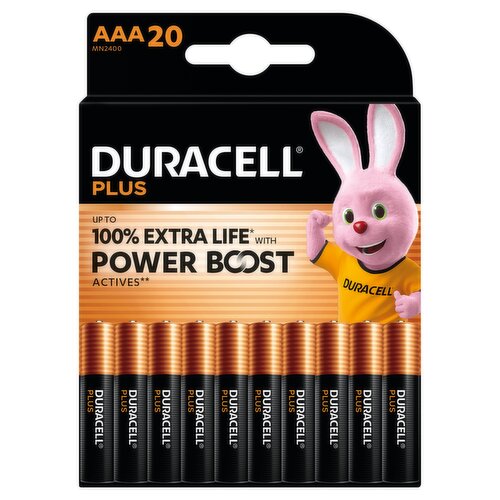 DURACELL Plus AAA Batteries (20 Pack) – Power Boost Alkaline Batteries 1.5V