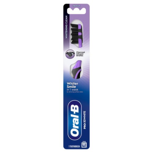 ORAL-B PRO-3DWHITE CHARCOAL Manual Toothbrush – Deep Clean & Whitening – Medium, 1