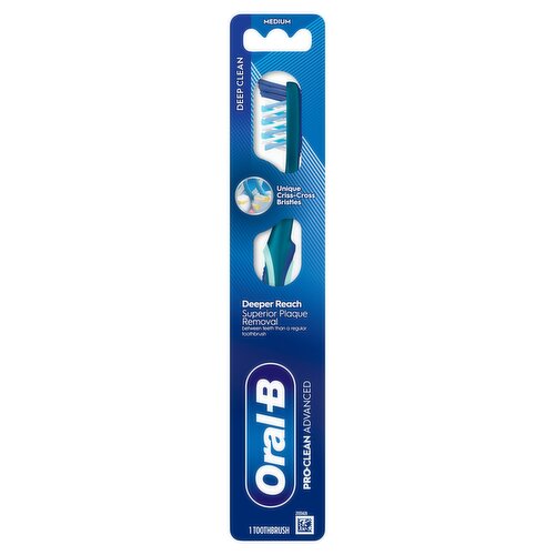 ORAL-B PRO-CLEAN ADVANCED Manual Toothbrush – Deep Cleaning & Plaque Removal –Medium, 1