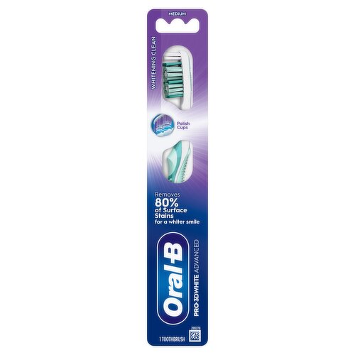 ORAL-B PRO-3DWHITE ADVANCED Manual Toothbrush – Removes Plaque & Surface Stains, 1