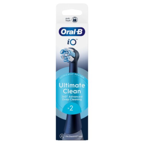 Oral-B iO Ultimate Clean Black, Original Replacement Round Brush Heads, 2