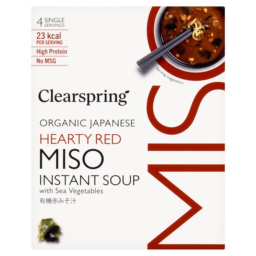 Clearspring Organic Japanese Hearty Red Miso Instant Soup 32g (4 x 8g)
