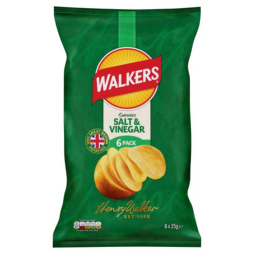 Walkers Salt & Vinegar Multipack Crisps 6x25g