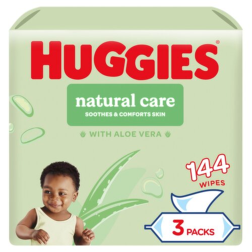 Huggies Natural Care Plastic Free Baby wipes - 3 packs of 48 Wipes